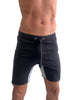 Tri-color Ultra-flex Yoga Track Short (Black w/Charcoal & Gray)