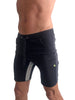 Tri-color Ultra-flex Yoga Track Short (Black w/Charcoal & Gray)