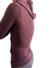 **Winter Collection** Mid-Weight LUXURY-Fleece Form-fit Crossover Yoga Track Hoodie (Burgundy)