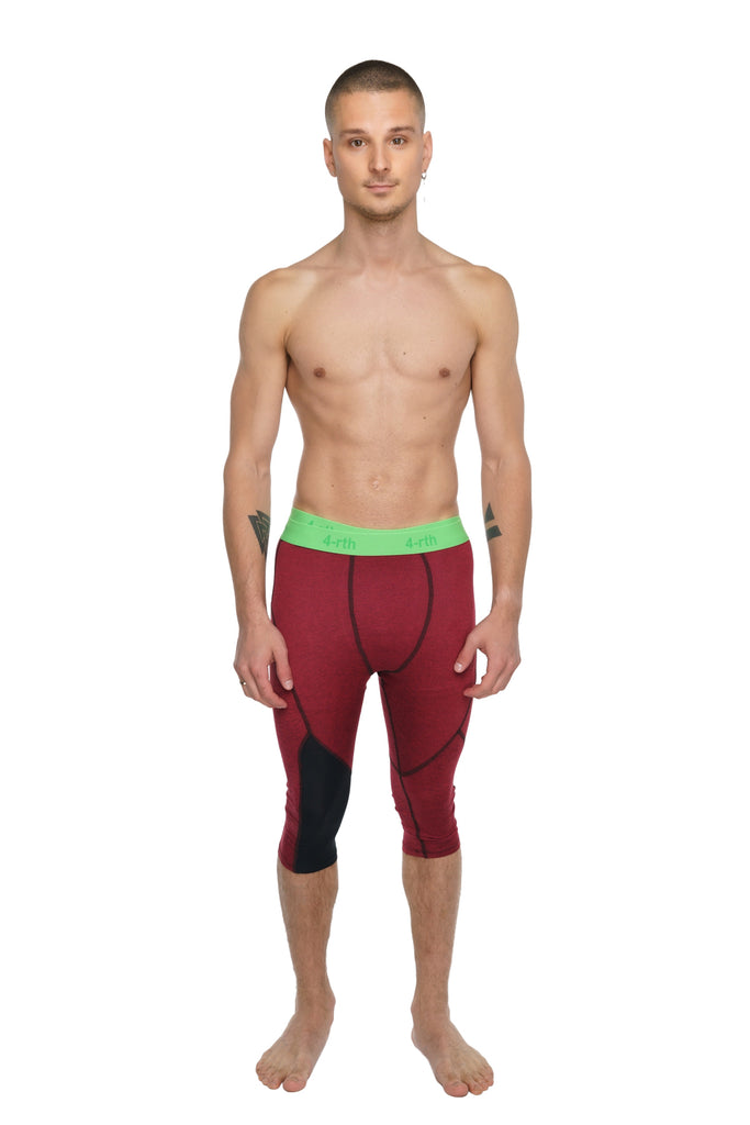 Performance Yoga Leggings - 3/4 (Brick Red Heather)