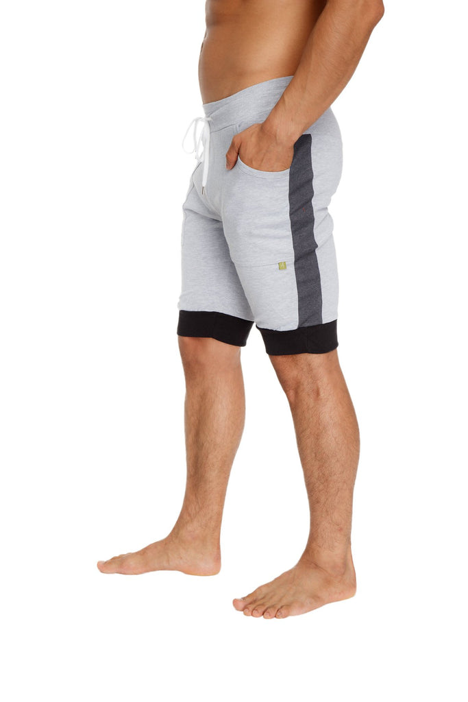 Cuffed Yoga Short (Grey w/Charcoal & Black) Mens Shorts 4-rth 