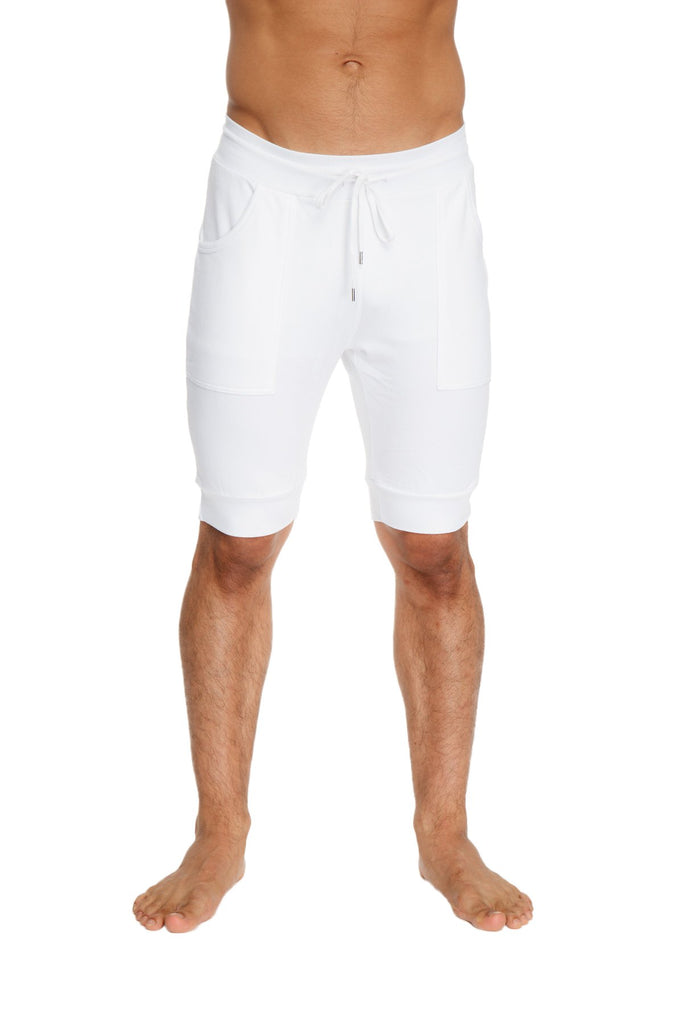 Cuffed Yoga Short (White) Mens Shorts 4-rth 