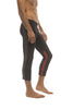 Mens 4/5 Zipper Pocket Capri Yoga Pants (Black w/Charcoal & Red) Capri Pants 4-rth 