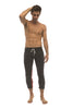 Mens 4/5 Zipper Pocket Capri Yoga Pants (Black w/Charcoal & Red) Capri Pants 4-rth 