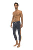Mens 4/5 Zipper Pocket Capri Yoga Pants (Royal w/Orange & GREY) Capri Pants 4-rth 