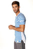 Nautical Raglan Resort Henley Tee (Blue & White Stripe) Mens Tops 4-rth 