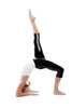 Women's 4/5 Length Zipper Pocket Capri Yoga Pant (Black w/Charcoal & Grey) Womens Capris 4-rth 
