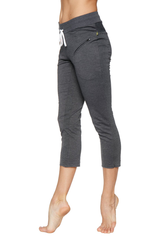 Women s 4 5 Length Zipper Pocket Capri Yoga Pant Charcoal 4 rth