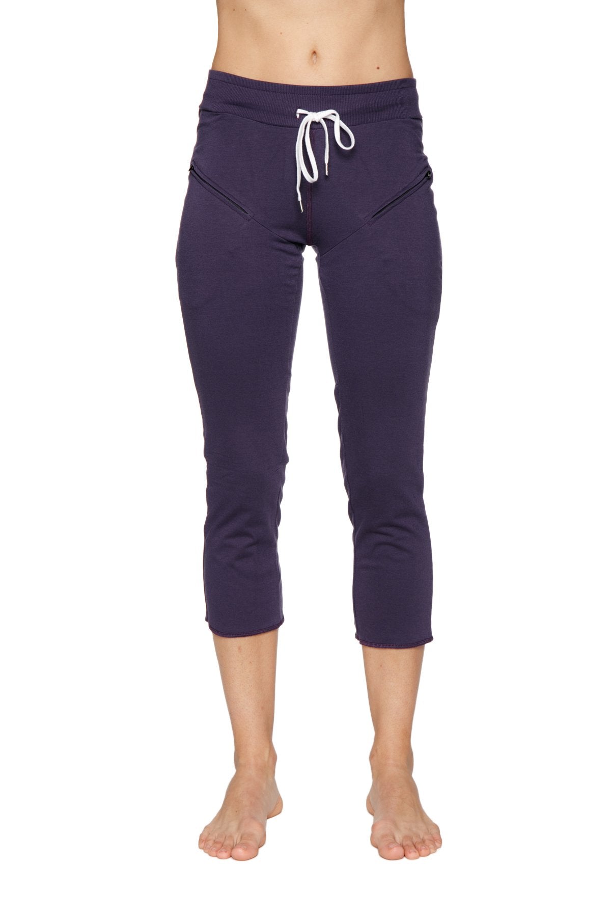 Women's 4/5 Length Zipper Pocket Capri Yoga Pant (Eggplant) – 4-rth