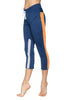 Women's 4/5 Length Zipper Pocket Capri Yoga Pant (Royal w/Orange & Grey) Womens Capris 4-rth 
