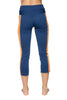 Women's 4/5 Length Zipper Pocket Capri Yoga Pant (Royal w/Orange & Grey) Womens Capris 4-rth 