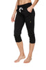 Women's Cuffed Jogger Yoga Pant (Solid Black) Womens Capris 4-rth 