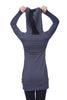 Women's Long Body Hoodie Top (Charcoal w/Black) Womens Hoodie Tops 4-rth 