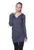 Women's Long Body Hoodie Top (Charcoal w/Black) Womens Hoodie Tops 4-rth 