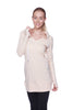 Women's Long Body Hoodie Top (Solid Sand Camel Beige) Womens Hoodie Tops 4-rth 