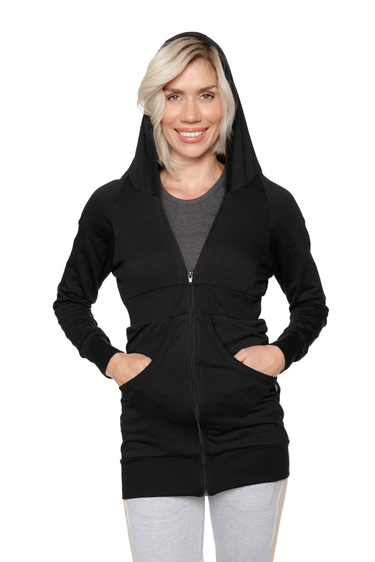 4-rth Zip-Up Long Body Travel-Ready Hoodie